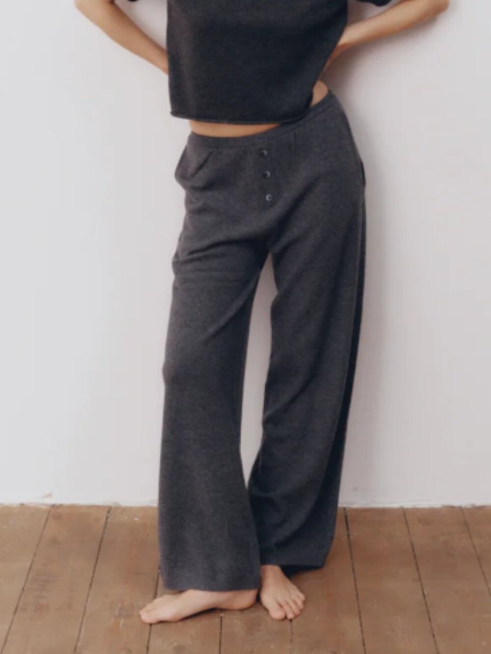 All My Love Kayla Cashmere Knit Pants Charcoal Grey Small